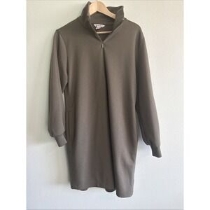 Athleta Allure Dress Moss Green 1/4 Zip Pockets Cozy Womens Size Large NWOT